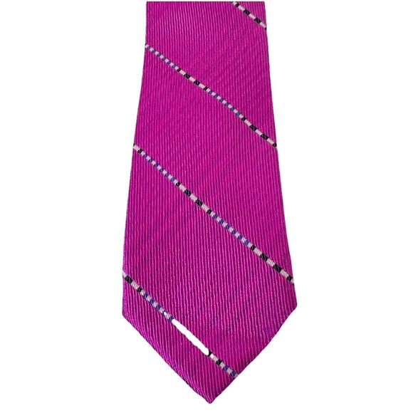 MICHAEL KORS 100% SILK PINK DIAGONAL STRIPE TIE 2.5 in x 54 in. PREPPY CLASSIC - Picture 1 of 3